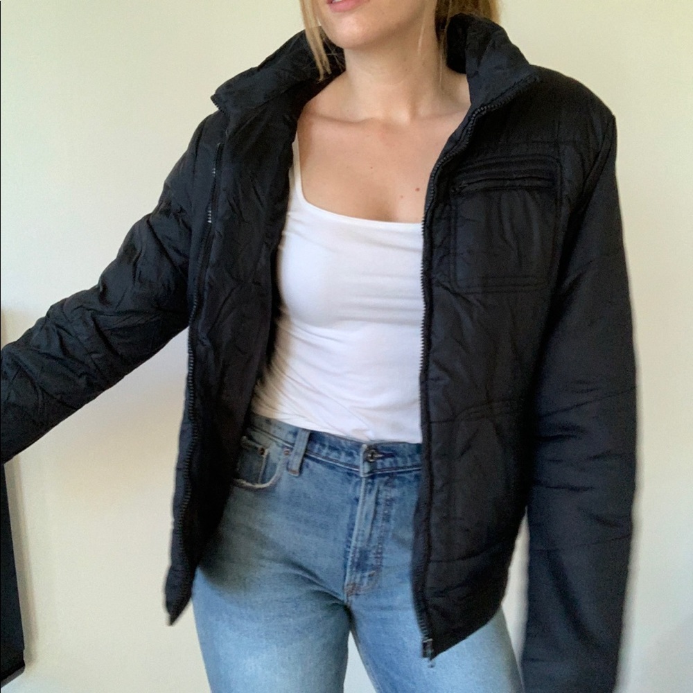 Vegan oversized black puffer winter jacket